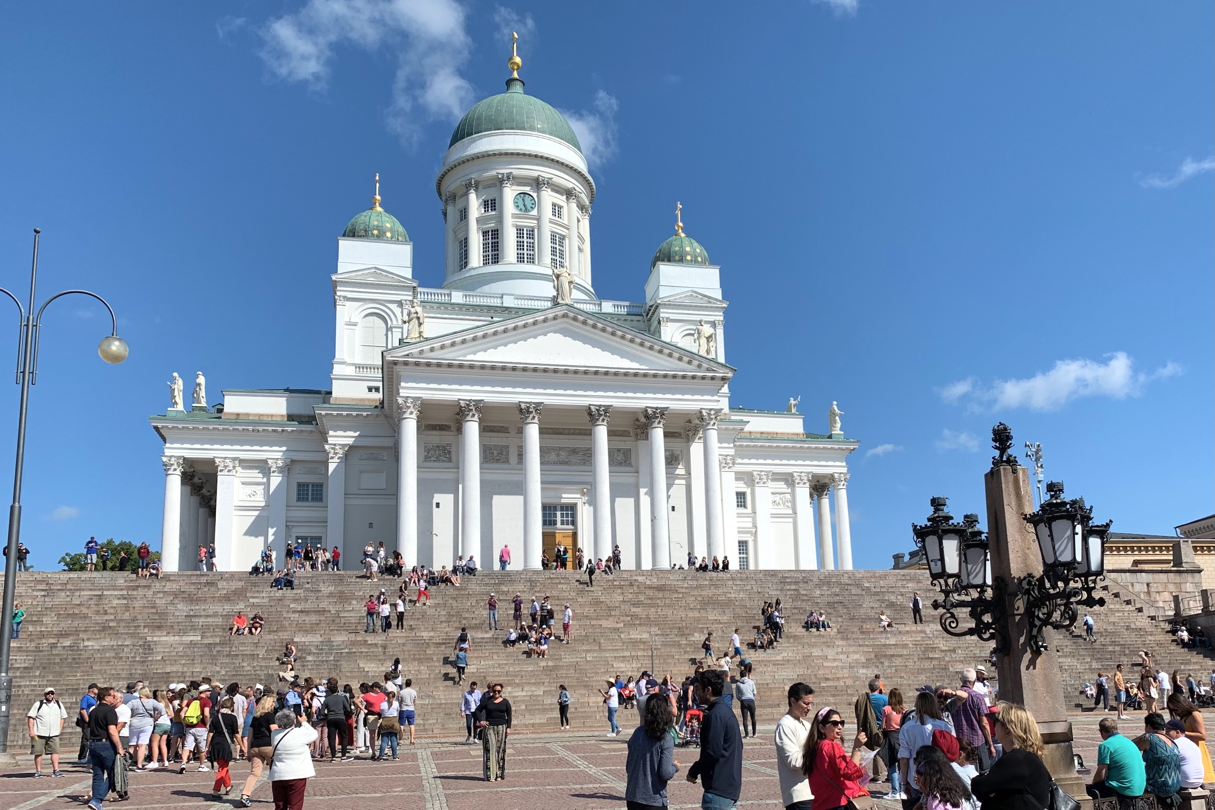 The white Helsinki Cathedral at Senate Square